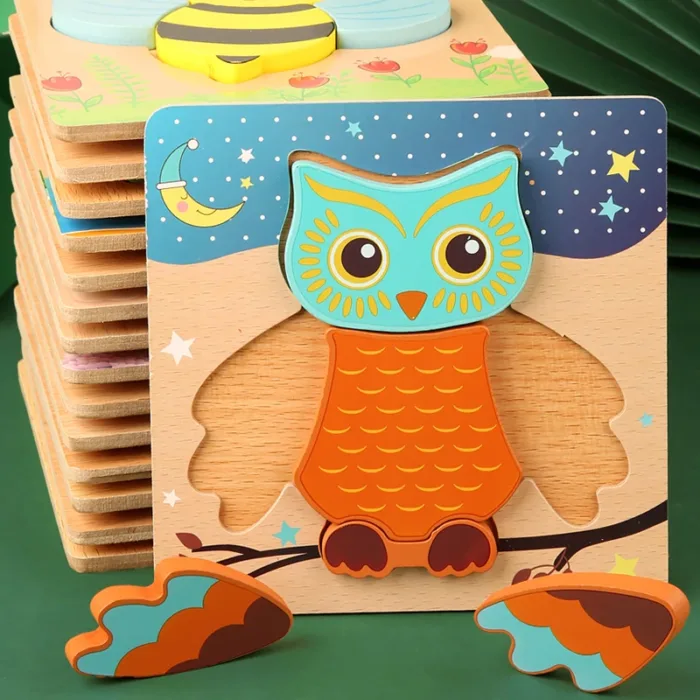 High Quality 3D Wooden Puzzles Educational Cartoon Animals Early Learning Cognition Intelligence Puzzle Game For Children Toys - Image 6