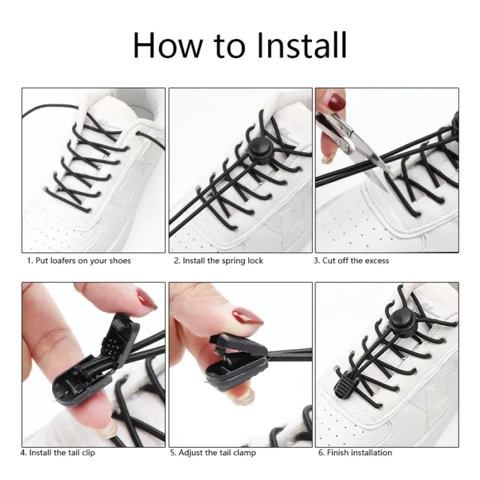 No Tie Shoe Laces Suitable for All Shoes Round Spring Lock Elastic Shoelaces Quick Wear in 1 Second Hiking Sports Lazy Shoelace - Image 6