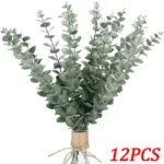 12/10PCS Eucalyptus Leaves Bunch Branch Artificial Plastic Plants Leaves Green Stems Wedding Faux Fake Flowers Cake DIY Decor - Image 8