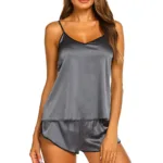 New European and American home pajamas two-piece set, sexy satin comfortable suspenders, pure desire sexy pajamas - Image 5
