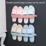Adhesive Towel Rack Bathroom Towel Bar Shelf Wall Mounted Towels Hanger Toilet Suction Cup Holder Kitchen Bathroom Organizer - Image 4