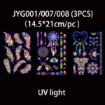 Luminous Temporary Tattoos Stickers Fluorescent Neon In Dark Illuminate Tattoo Elephant/Love Heart Shoulder Tattoo Party Sticker - Image 8