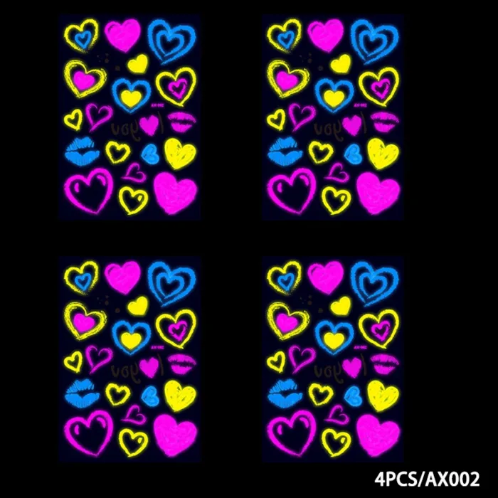 Luminous Temporary Tattoos Stickers Fluorescent Neon In Dark Illuminate Tattoo Elephant/Love Heart Shoulder Tattoo Party Sticker - Image 23