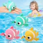 Baby Bath Toys Wind Up Paddling Pool Toys Floating Swimming Clownfish Clockwork Water Toy Bathtub Toys Gifts for Kids Toddler