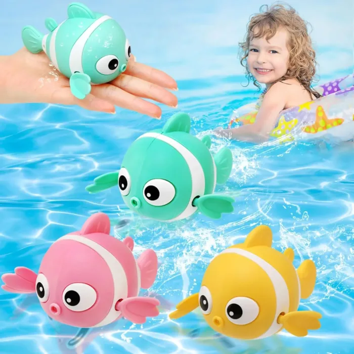 Baby Bath Toys Wind Up Paddling Pool Toys Floating Swimming Clownfish Clockwork Water Toy Bathtub Toys Gifts for Kids Toddler - Image 1