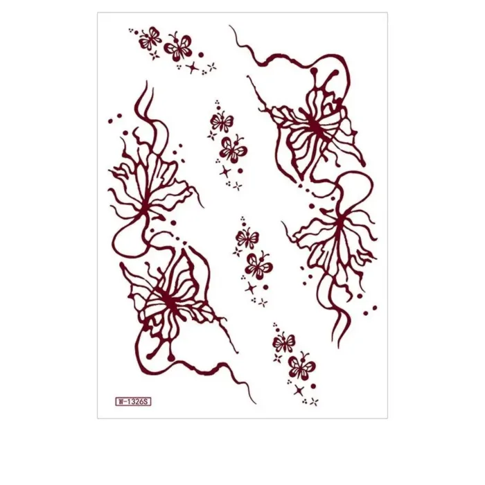 Red Lace Henna Tattoo Sexy Maroon Tattoo Stickers Waterproof India Mehndi Design Temporary Tattoos Finger Hand Tattoo for Women - Image 13