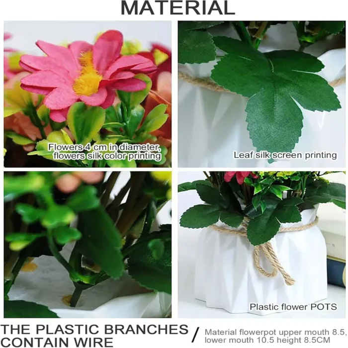 Artificial Daisy Flowers in Vase Real Touch Fake Daisies Faux Silk Plant Arrangements for Vase Table Centerpiece DIY Window Liv - Image 5