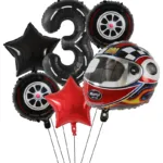 6PCS Motor Helmet Balloon Wheel Tire Racing Balloons Birthday Decor Boys Race car Dirt Bike Motorcross Hot Wheel Party Supplies - Image 7