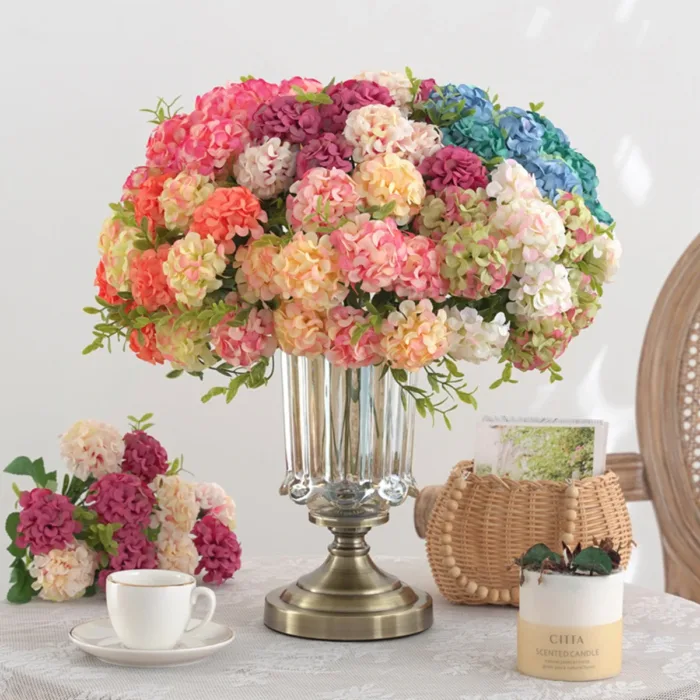 Silk watercolor Hydrangea Simulation flower Home vase Christmas Outdoor Garden Decor Festival Wedding BridalBouquet Diy Gift box - Image 4