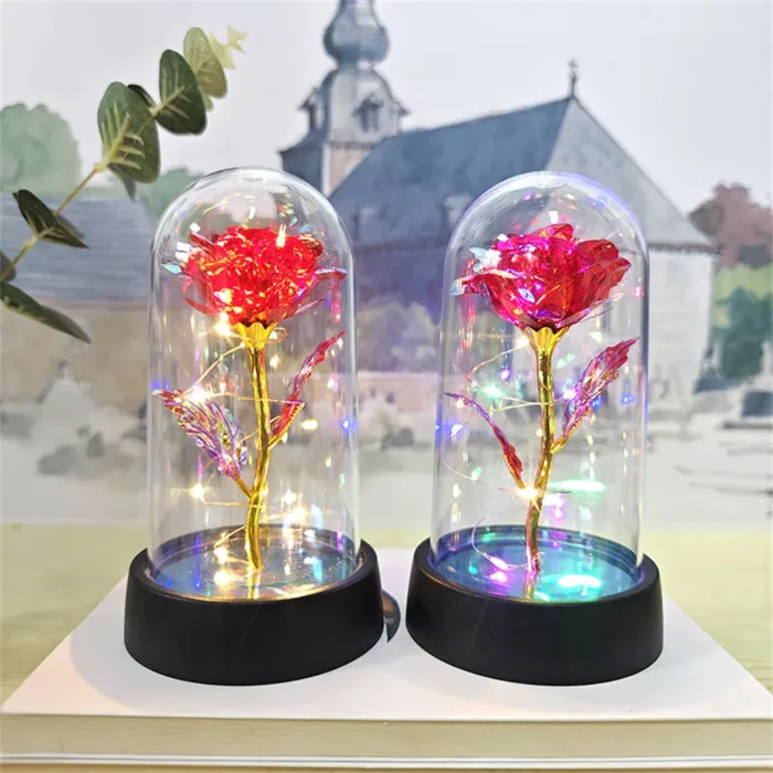 Red Colorful Rose Artificial Flowers Wedding Decoration Creative Valentine's Day Mother's Day Gift Light Up Rose in A plastic - Image 3