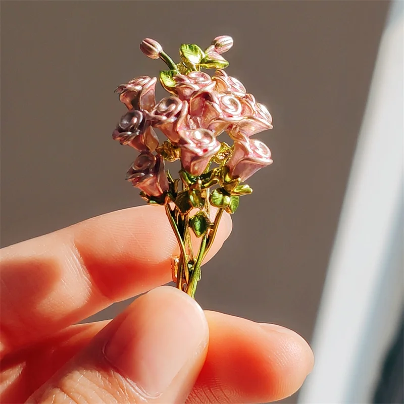 S7c226dd40c9a4e1295d92a2f54f4cbf7g-2.webp Creative Give You A Bouquet of Rose Brooches Beautiful Bouquet Pink Enamel Pins Party Office Brooch Pins Gifts For Women Girls - Image 1
