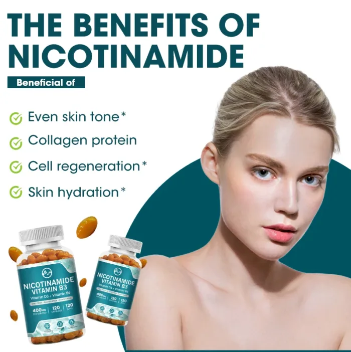 Minch Nicotinamide Vitamins 400mg With Collagen VitaminB3 Capsules Health Care For Skin Resveratrol Supplement Support NAD - Image 6