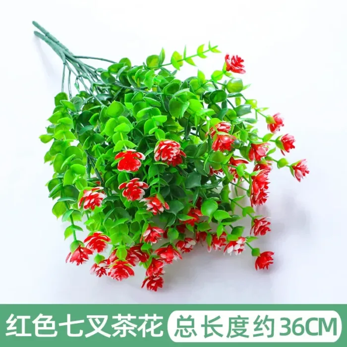 Artificial Flowers Outdoor Fake Flowers Home Decoration Plastic Green Bush Balcony Living Room Holiday Party Decoration Camellia - Image 8