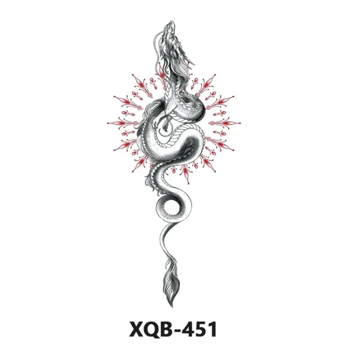 210 * 114mm Dragon, Snake, Lion Tattoo Sticker For Men And Women Black And White Color Transfer Printing Temporary Tattoos Art - Image 30