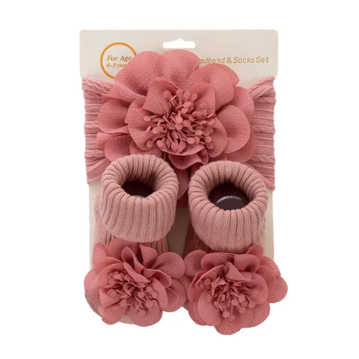 3Pcs/Set Lace Flower Baby Headbands Socks Wing Bow Cotton Non-slip Anklet 0-12M Stockings Wide Elastic Hairbands Infant Socks - Image 9