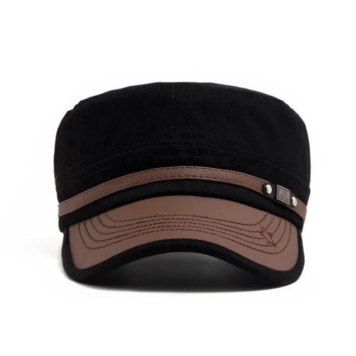 Flat Hat Women Fashion PU Leather Brim Men Baseball Cap Soft Cotton Cloth Casual Visor Trucker Hat Autumn Summer Adjustable - Image 3