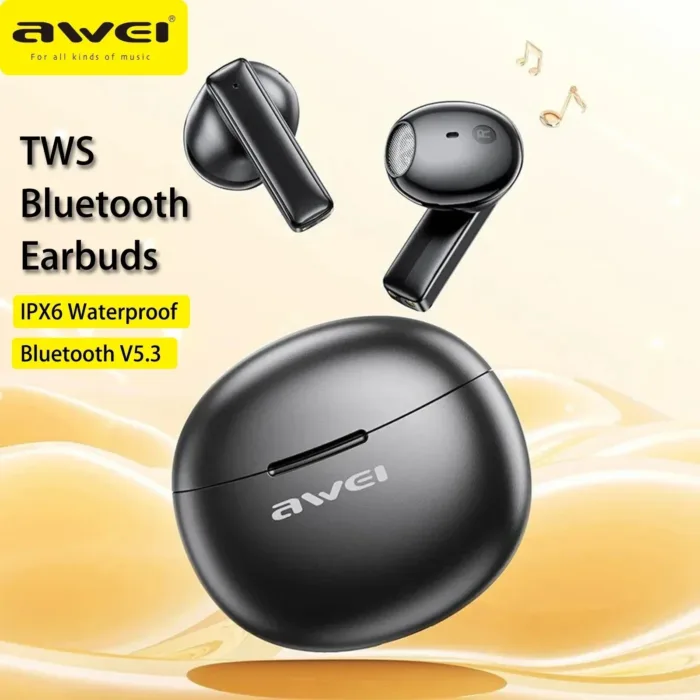 Awei T87 Earphone Bluetooth 5.3 Earbuds Wireless Bluetooth Earphones Touch Control Stereo Headset Waterproof Sport Headphones - Image 2