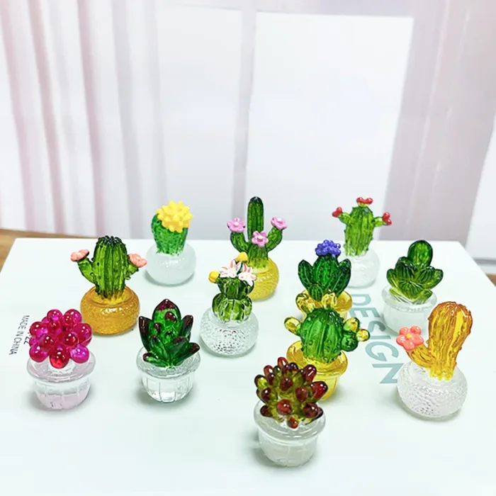 Creative Simulation Cactus Plant Decor Transparent Fleshy Car Computer Decoration Ornaments Decorative Crafts Home Accessories - Image 3