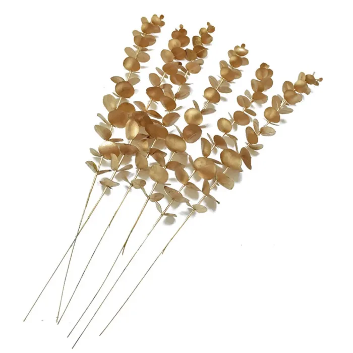 5pcs/Lot Artificial Gold Eucalyptus Branch Stem Artificial Plants for Home Wedding Flower Arrangement Greenery Decoration - Image 12