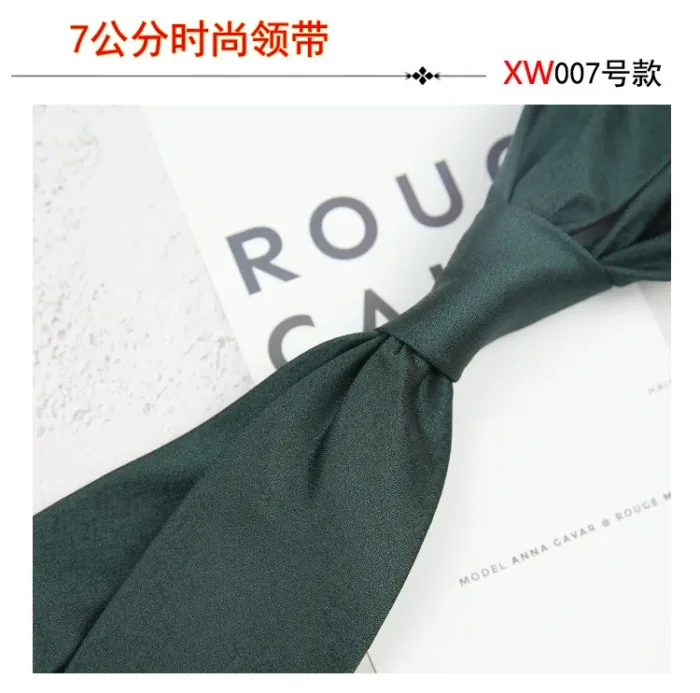 2024 New Korean 7cm Luxury Casual Neckties For Men Navy Brown Green Striped Neck Ties Formal Dress Suit Cravat Flower Red Tie - Image 13