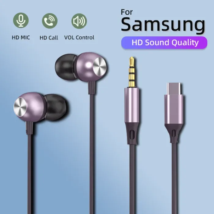 Type C Headphones Wired Earphones 3.5mm Earbud Headset With Mic DAC Chip For Samsung Galaxy S24 S23 S21 S22 Ultra iPhone15 - Image 1