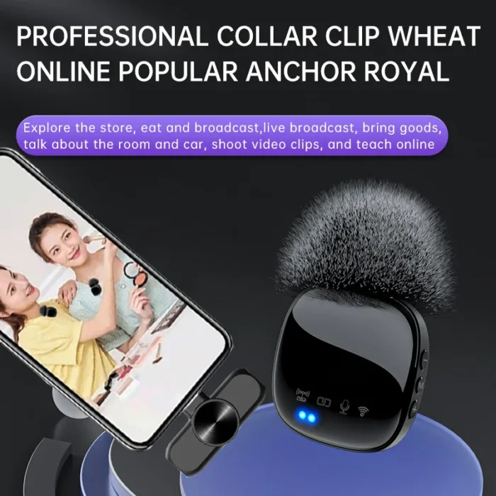New R8 Wireless Lavalier Microphone Portable Audio Video Recording Mini Mic for iPhone Android Live Broadcast Gaming Phone Mic - Image 2