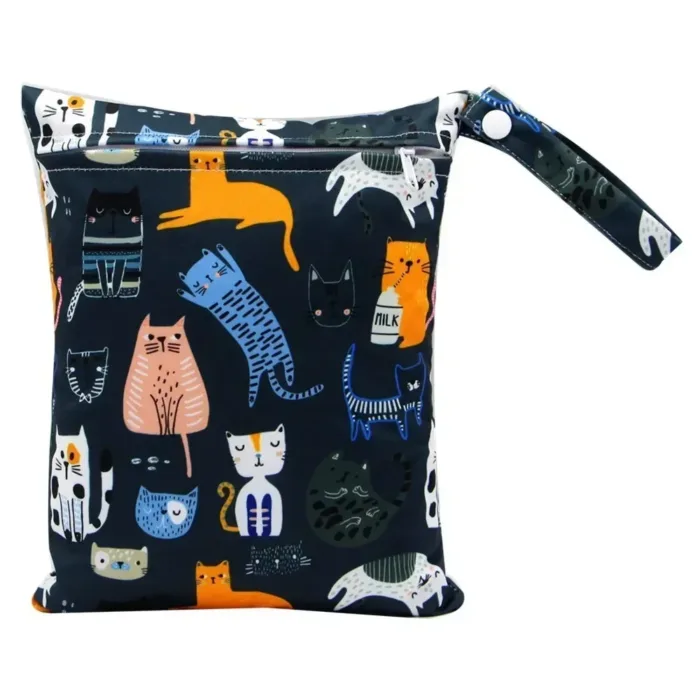 20*25cm Baby Diaper Bag Cartoon Print Wet Dry Nappy Zipper Handbag Stroller Carry Pack Travel Outdoor Wet Diaper Storage Bags - Image 7