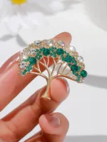 Elegant Tree of Life Brooch For Women Men Exquisite Green Crystal Zircon Tree Badges Brooches Shining Boutique Plant Decoration - Image 6