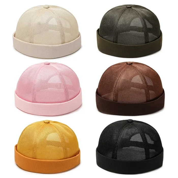 Full Mesh Quick Drying Caps Brimless Skullies Cap Beanie Hat Summer Women Men Caps Solid Color Hip Hop Street Docker Hats Gorras - Image 6