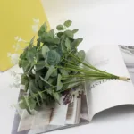 10pcs Eucalyptus Leaves Bunch Branch Artificial Plastic Plants Leaves Green Stems Wedding Faux Fake Flowers Cake DIY Decor - Image 5