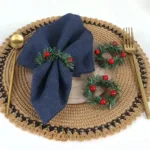 1pc Christmas Red Fruit PVC Pine Needle Napkin Ring Holders Xmas Table Decoration Home Wedding Banquet Hotel Table Sup - Image 3