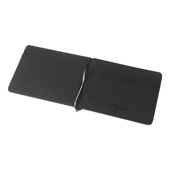 Leather Men Money Clips Metal Solid Wallets Credit Dollar Purses Money Holder portafoglio Wallet for Male Minimalist Card Holder - Image 6
