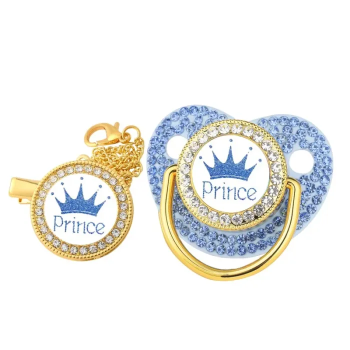 Luxury Crown Pacifier Clip Chain Set Baby Shower Gift Silicone Newborn Dummy Bpa Free Toddler Teether Zircon Baby Soother Nipple - Image 9