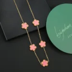 Stainless Steel Colorfast Simple Plant Five-leaf Flower Bracelet Necklace Earrings Three-piece Jewelry Ladies Four-leaf Clover - Image 25