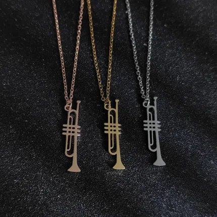 Trumpet Pendant Women Necklace Stainless Steel Musical Instrument Pattern Choker Personality Jewelry Gift Wholesale Direct Sales