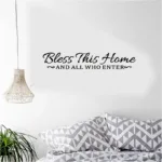 Bless This Home And All Who Enter Wall Stickers Home Decor Vinyl Wall Decals Living Room Family Quotes Sayings Stickers PVC