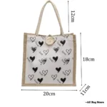 Linen Button Zipper Handbag Women Tote Large Capacity Grocery Bag Designer Bag Beach Organizer Portable Shopping Lunch Bag Gift - Image 6