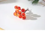 10pcs Mini Apple Fake Fruit glass Berries Artificial pomegranate red cherry Bouquet Stamen Christmas Apple Decorative - Image 5