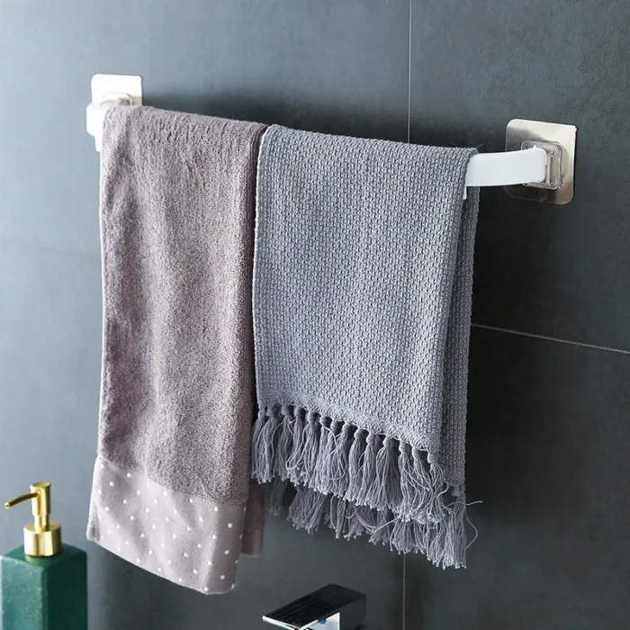 Adhesive Towel Rack Bathroom Towel Bar Shelf Wall Mounted Towels Hanger Toilet Suction Cup Holder Kitchen Bathroom Organizer - Image 3