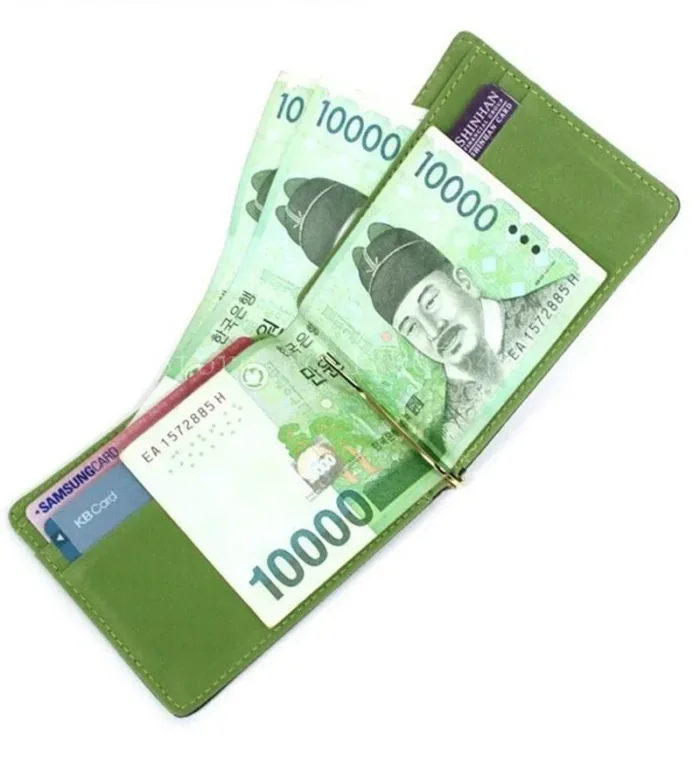 Leather Men Money Clips Metal Solid Wallets Credit Dollar Purses Money Holder portafoglio Wallet for Male Minimalist Card Holder - Image 4