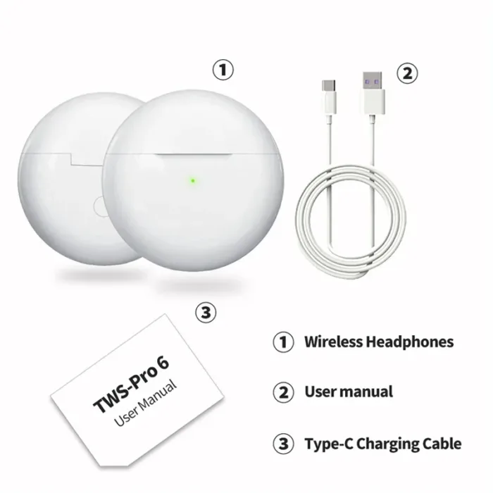 Original Air Pro 6 TWS Wireless Headphones Fone Bluetooth Earphones Mic Pods InEar Earpods Pro6 Earbuds sport Headset For Xiaomi - Image 4