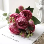 30cm Rose White Peony Artificial Flowers Bouquet 5 Big Head and 4 Bud Cheap Fake Flowers for Home Wedding Decoration Indoor - Image 13