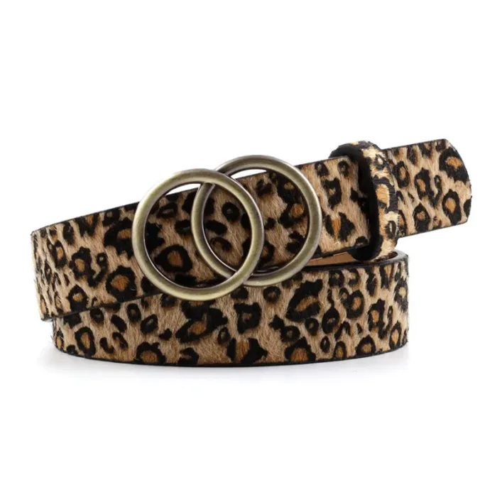 Luxury Designers Leopard Belt For Women Snake Zebra Print Thin Horsehair Waist Belt LeatherRing Buckle Belts Female - Image 1