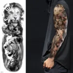 Body Art Full Fake Tatoo Tiger Wolf Flowers Rose Large Arm Tattoo Sticker Full Sleeve Waterproof Semi Permanent Tattoo Women Man - Image 4