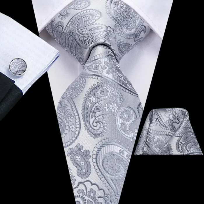 Hi-Tie Designer Black Blue Striped 63inch Silk Men Tie Extra Long Ties for Men Woven Classic 160cm Men Necktie Pocket Square Set - Image 21
