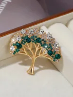 Elegant Tree of Life Brooch For Women Men Exquisite Green Crystal Zircon Tree Badges Brooches Shining Boutique Plant Decoration - Image 5