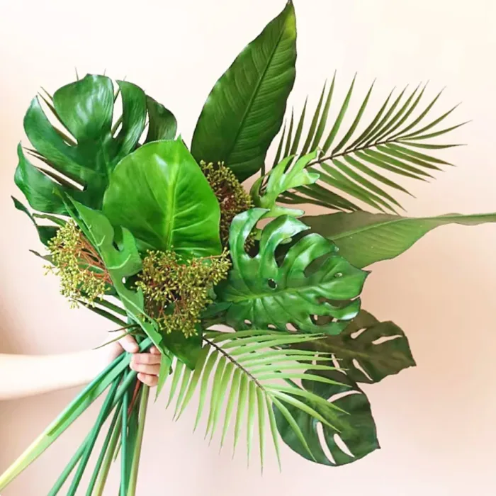 Artificial Single Palm Leaf Fake Tropical Plants Simulation Monstera Branch Flower Arrangement Accessori Hotel Home House Decor - Image 1