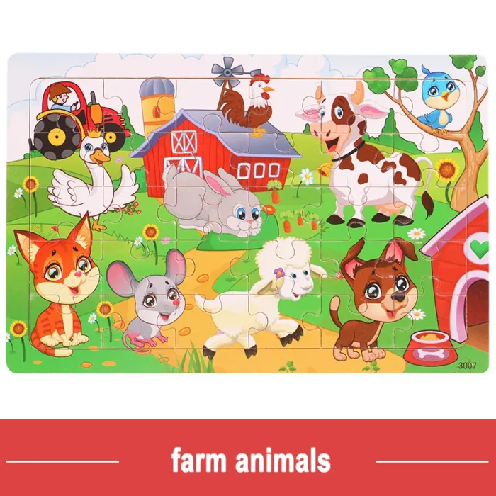 Logic Thinking Intellectual Wooden Game Puzzle Jigsaw Animal Vehicle Cartoon Early Educational Toys For Kids Children Gift - Image 5