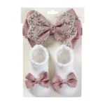 3Pcs/Set Leg Ruffled Cotton Socks Baby Girls  Kids Clothing with Lacework Toddlers Cotton Hair Ribbon Bows Sock Elastic Hairband - Image 16