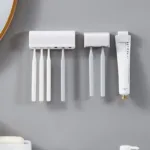 1pc Punch-free Wall-mounted Toothbrush Holder Toothpaste Holder Toothpaste Storage Rack Bath Organizer Bathroom Accessories - Image 4